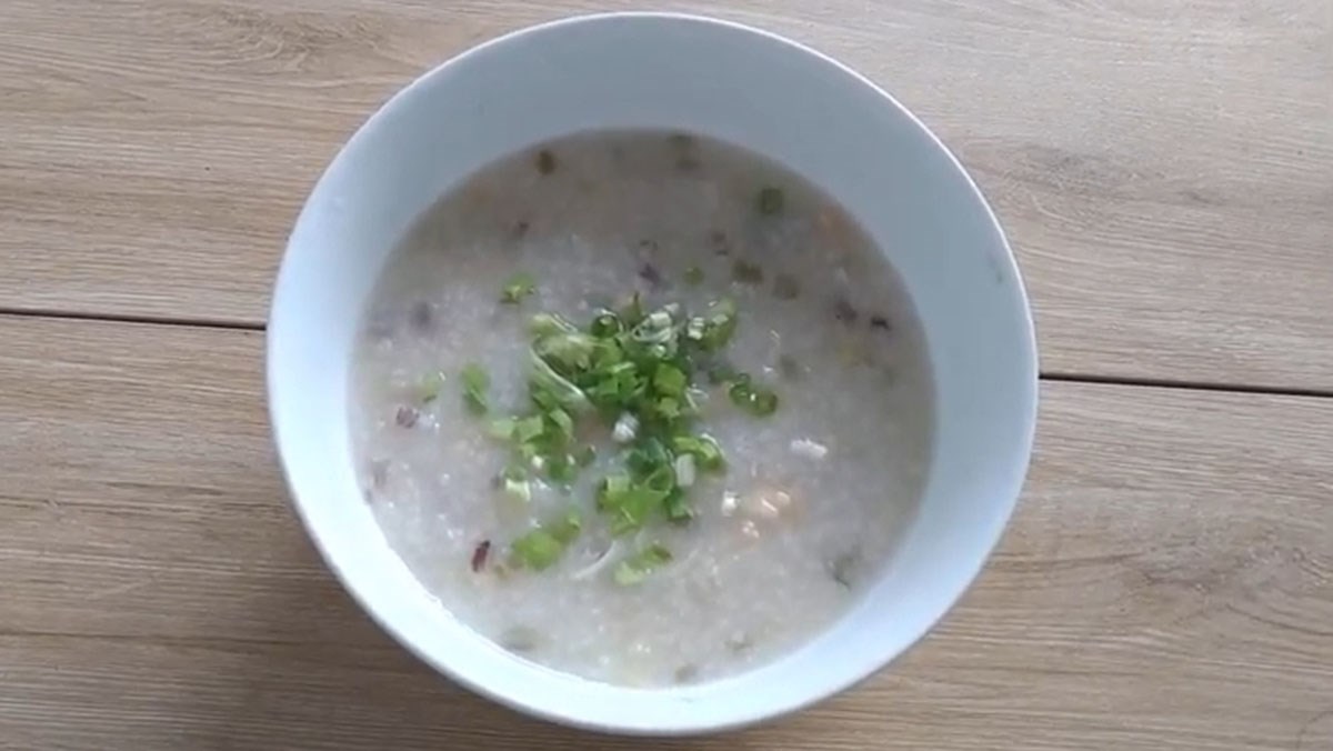 Cháo tôm khoai tây đậu xanh