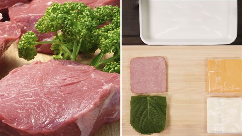 Nguyên liệu món ăn thịt heo cuộn phô mai jambon