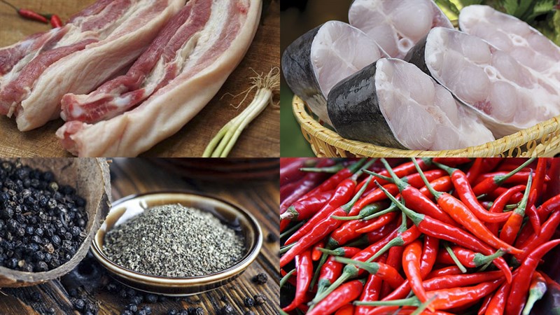 Nguyên liệu món ăn cá basa kho thịt ba chỉ