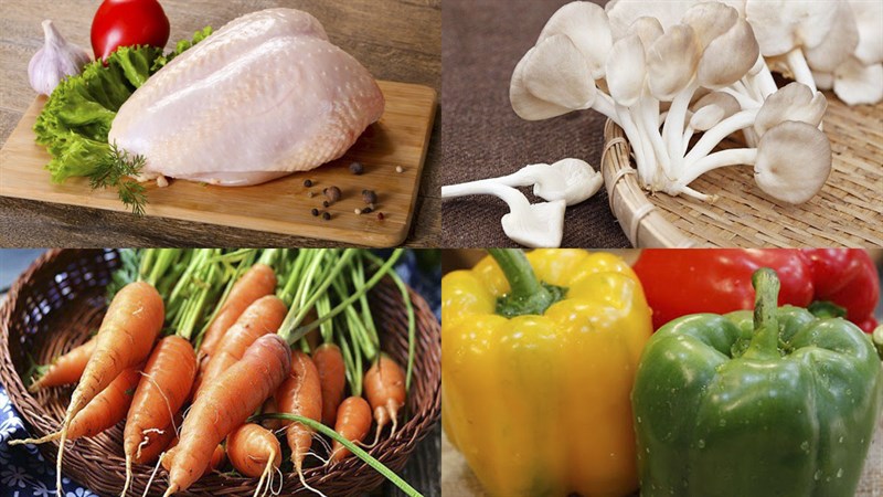 Nguyên liệu món ăn 3 cách làm ức gà xào nấm