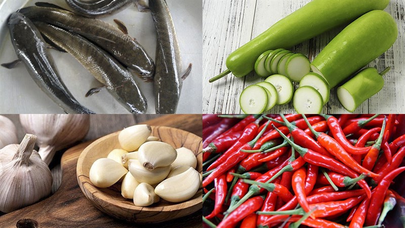 Nguyên liệu món ăn cá lóc kho bầu