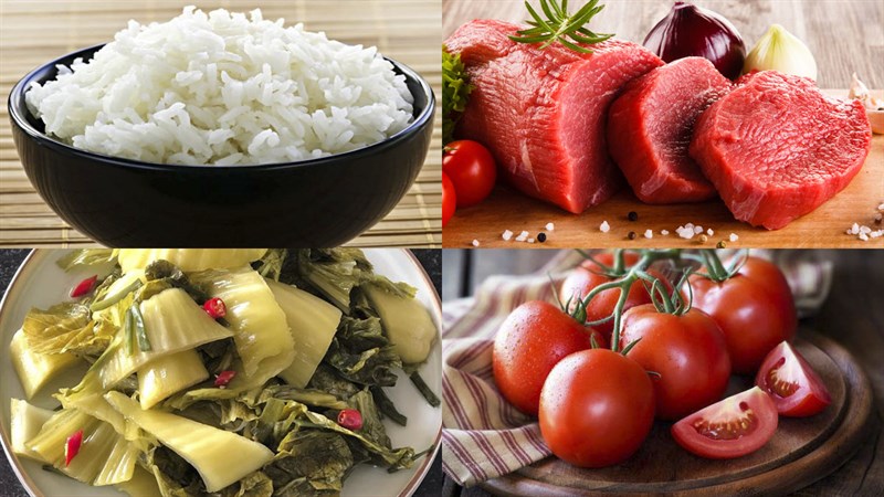 Nguyên liệu món ăn cơm rang dưa bò và kim chi thịt bò