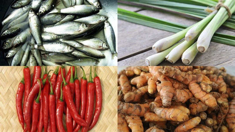 Nguyên liệu món ăn cá linh kho sả ớt