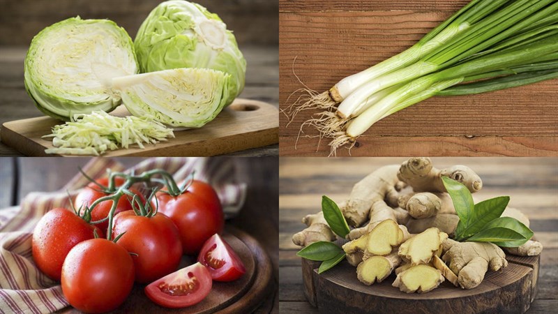 Nguyên liệu món ăn bắp cải xào chua ngọt và xào nấm