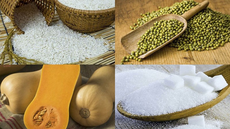 Nguyên liệu món ăn cháo đậu xanh chay