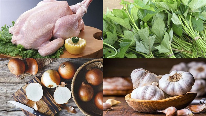 Nguyên liệu món ăn 2 cách làm gỏi gà rau lang
