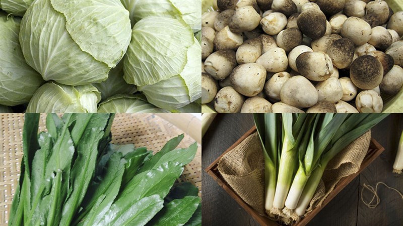 Nguyên liệu món ăn bắp cải xào chua ngọt và xào nấm