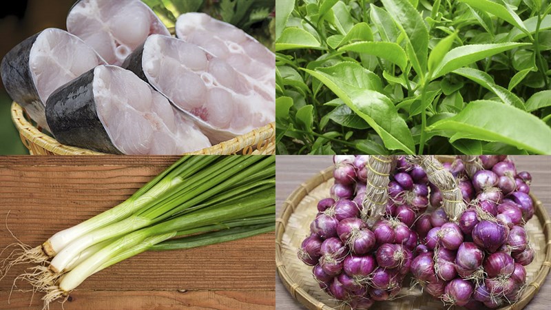 Nguyên liệu món ăn cá thu kho trà xanh