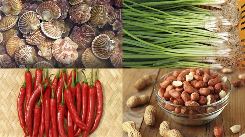 Nguyên liệu món ăn sò điệp nướng mỡ hành bằng nồi chiên không dầu