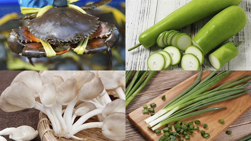 Nguyên liệu món ăn canh cua biển nấu bầu