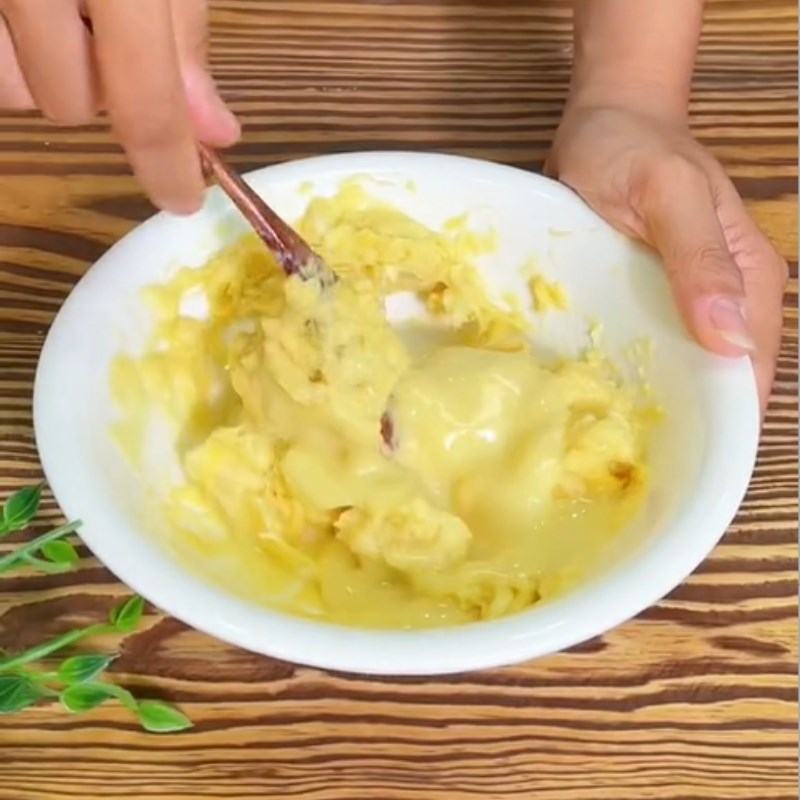 Bước 2 Chuẩn bị nhân sầu riêng Bánh tiêu sầu riêng (Công thức được chia sẻ từ Tiktok Cách Nấu Ngon cùng Cách Nấu Ngon)