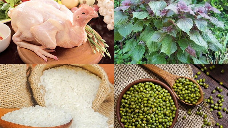 Nguyên liệu món ăn cháo gà tía tô