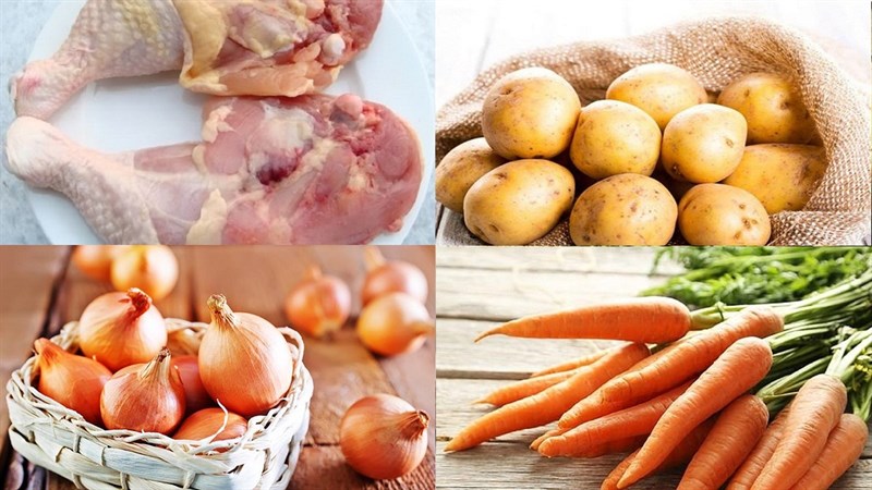 Nguyên liệu món ăn cơm cà ri gà nhật bản