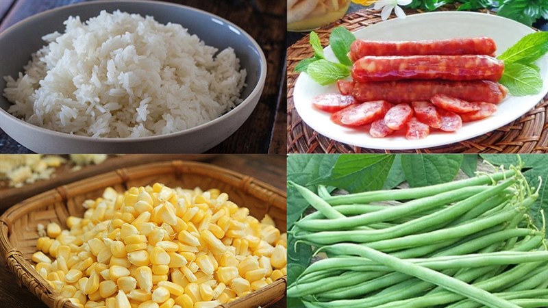Nguyên liệu món ăn cách làm cơm chiên ngũ sắc