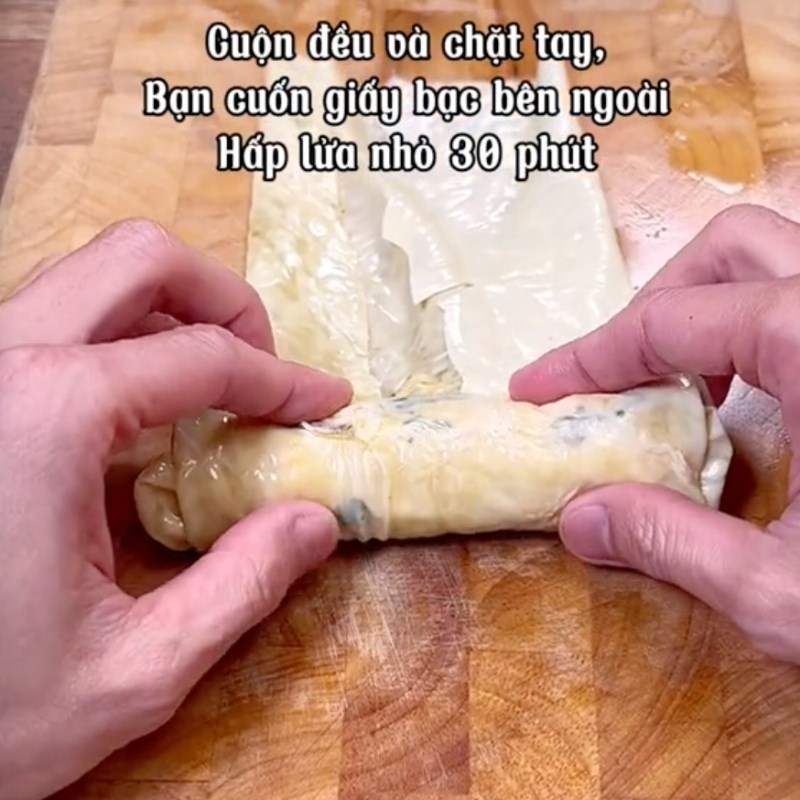 Bước 4 Cuốn chả và hấp Chả giò chay tàu hũ ky