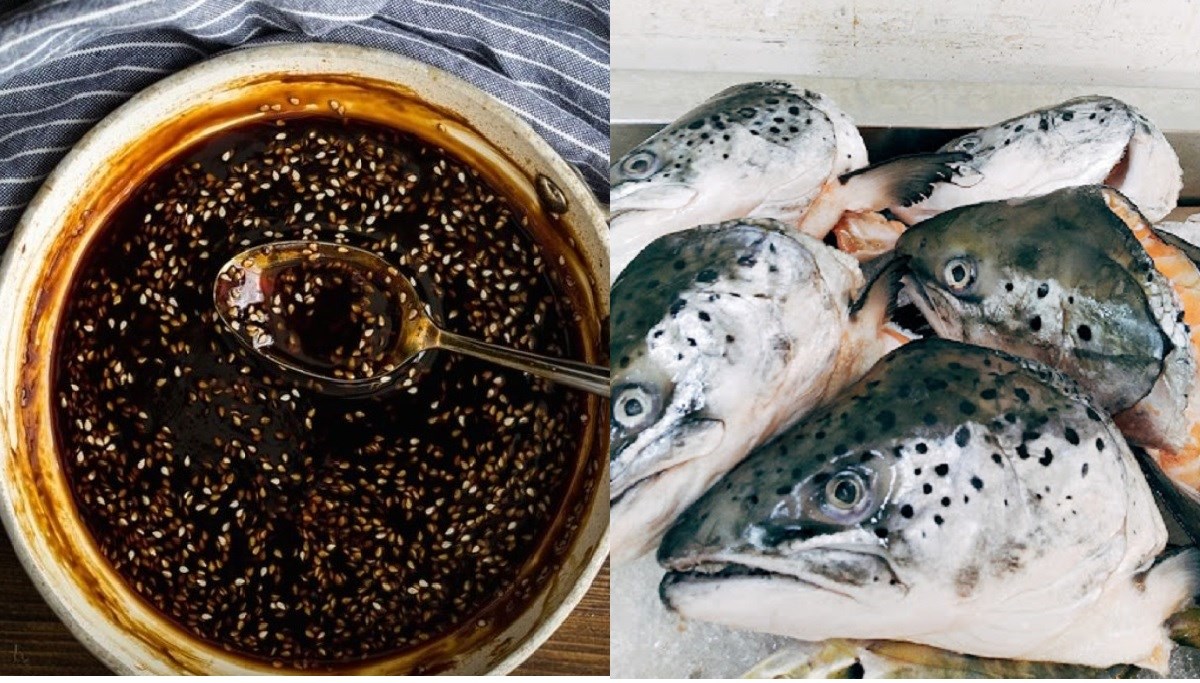 Nguyên liệu món ăn đầu cá hồi nướng sốt teriyaki