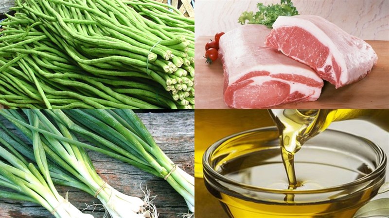 Nguyên liệu món ăn đậu đũa xào thịt heo