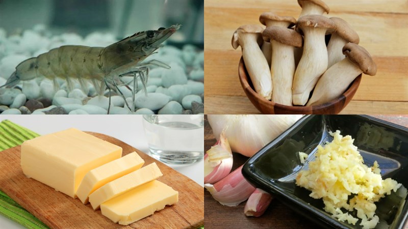 Nguyên liệu món ăn tôm xào nấm đùi gà