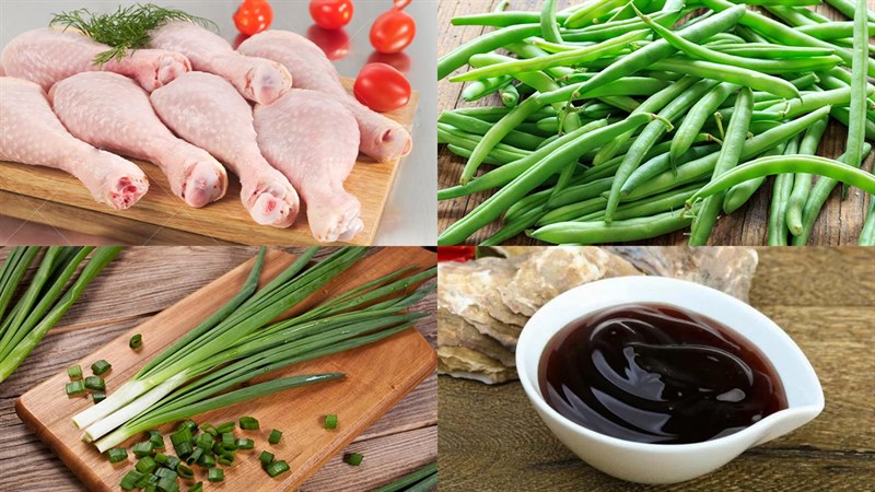 Nguyên liệu món ăn thịt gà xào đậu que (đậu cô ve)