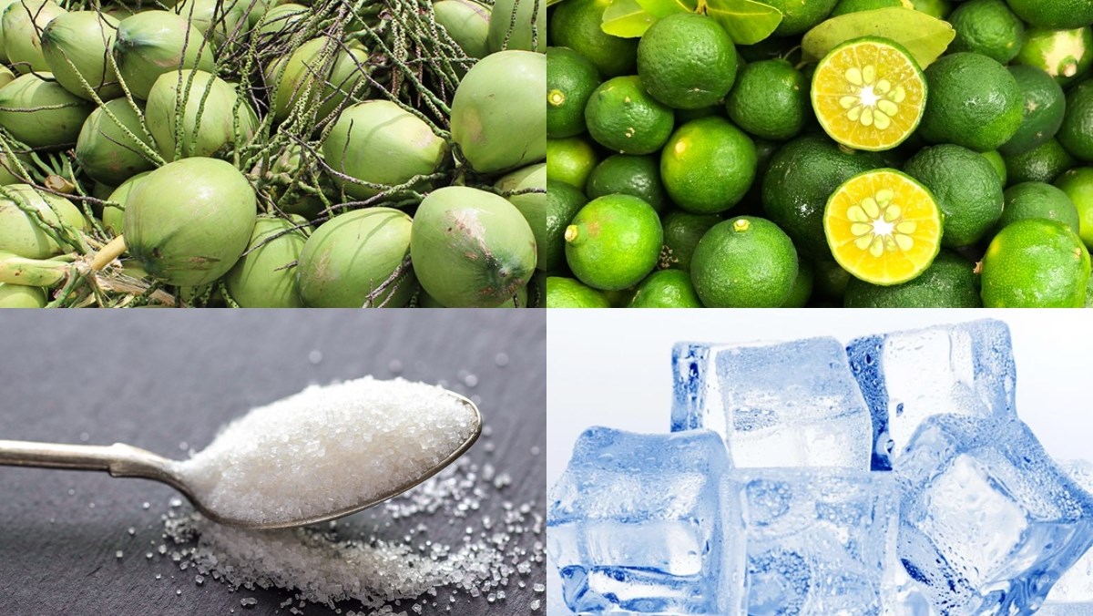 Nguyên liệu món ăn dừa tắc, dừa tắc xí muội