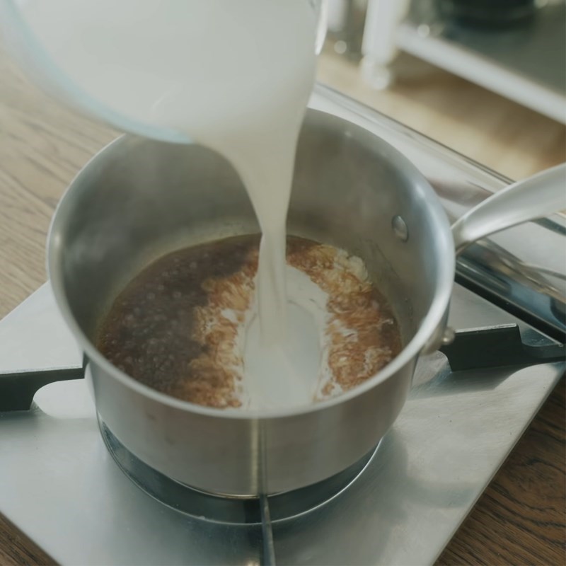 Bước 1 Đun hỗn hợp panna cotta Panna cotta ca cao