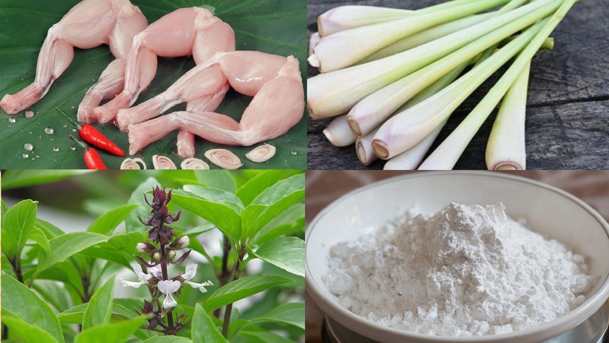 Nguyên liệu món ăn ếch núp lùm (ếch chiên rơm)