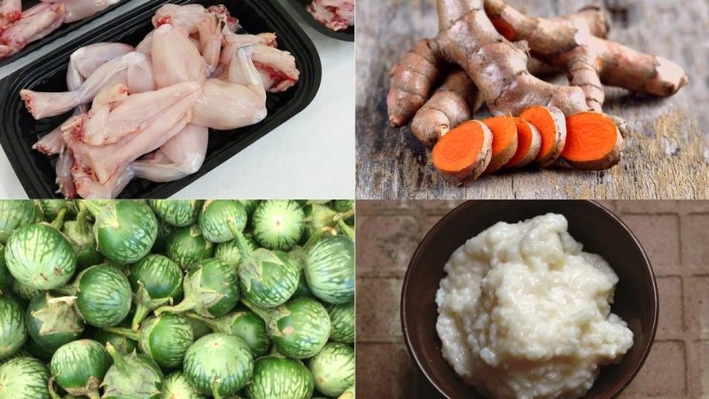 Nguyên liệu món ăn ếch om cà
