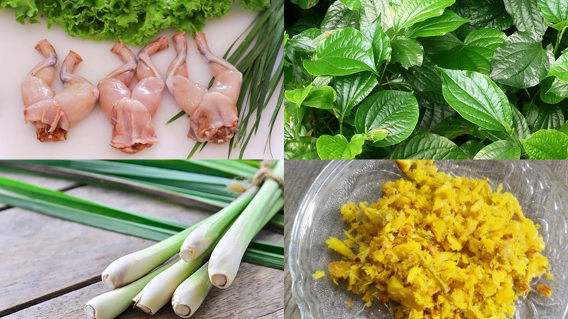 Nguyên liệu món ăn ếch chiên lá lốt