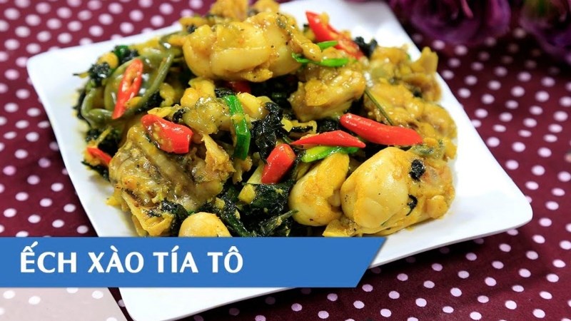Ếch xào lá tía tô