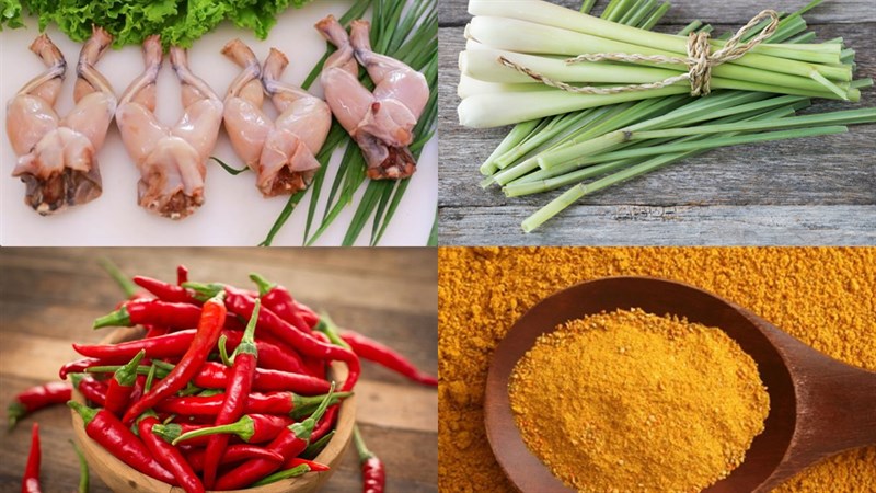 Nguyên liệu món ăn ếch xào sả ớt cà ri