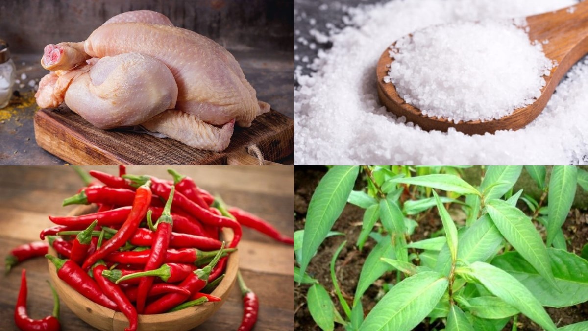 Nguyên liệu món ăn gà hấp muối ớt