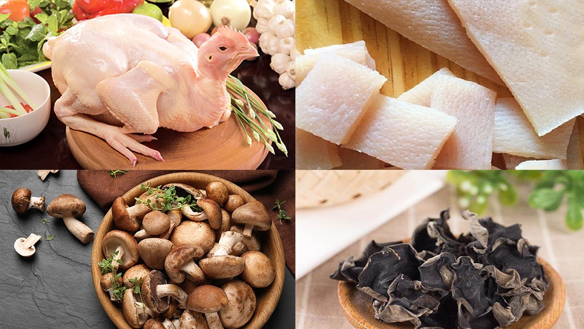 Nguyên liệu món ăn 3 cách là gà nấu đông