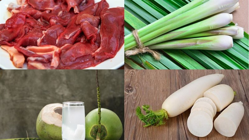 Nguyên liệu món ăn gân bò hầm sả