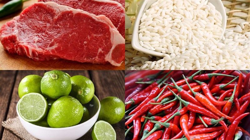Nguyên liệu món ăn gỏi bò thái lan