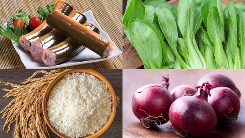 Nguyên liệu món ăn cháo lươn cải thìa, cháo lươn cải bó xôi