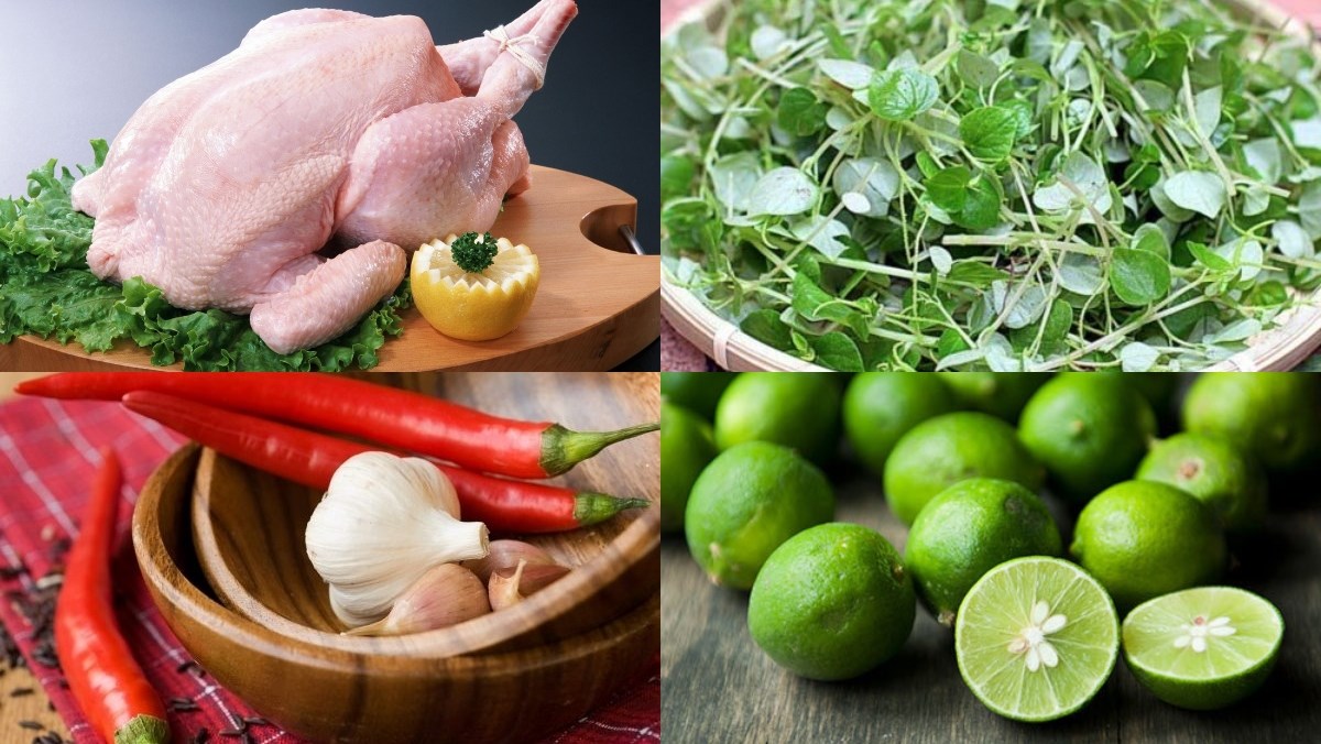 Nguyên liệu món ăn gỏi gà rau càng cua