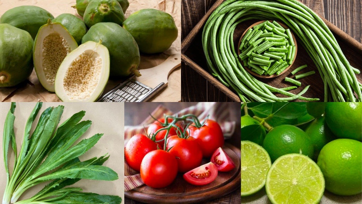 Nguyên liệu món ăn gỏi đu đủ chay, gỏi đu đủ thái chay