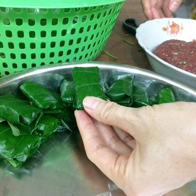 Bước 3 Gói thịt Bò nướng lá lốt