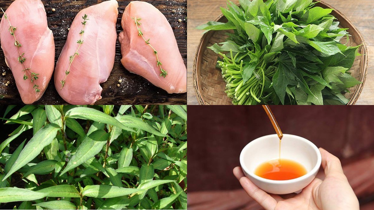 Nguyên liệu món ăn 2 cách làm gỏi gà rau lang