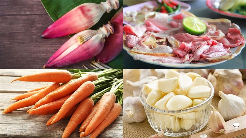 Nguyên liệu món ăn gỏi bê thui bắp chuối