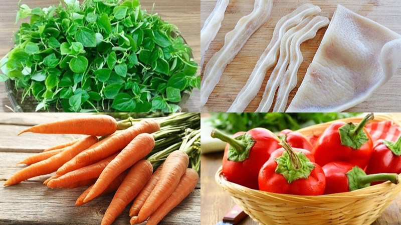 Nguyên liệu món ăn 2 cách làm gỏi rau càng cua tai heo và ức vịt