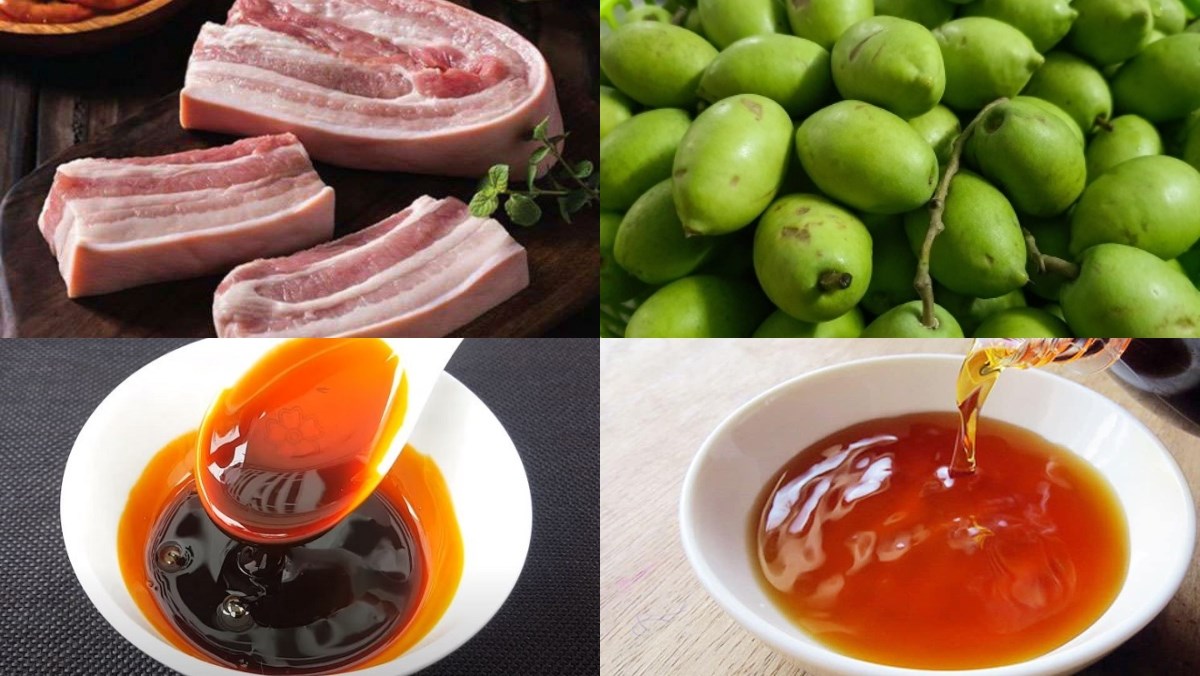 Nguyên liệu món ăn thịt kho trám đen và thịt kho trám xanh