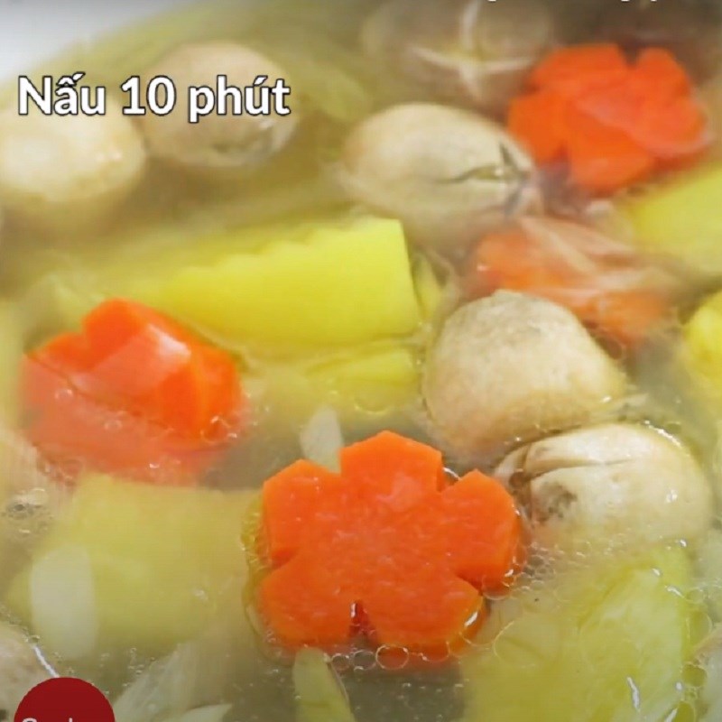 Bước 3 Hầm đu đủ với nấm rơm Canh đu đủ chay với nấm rơm