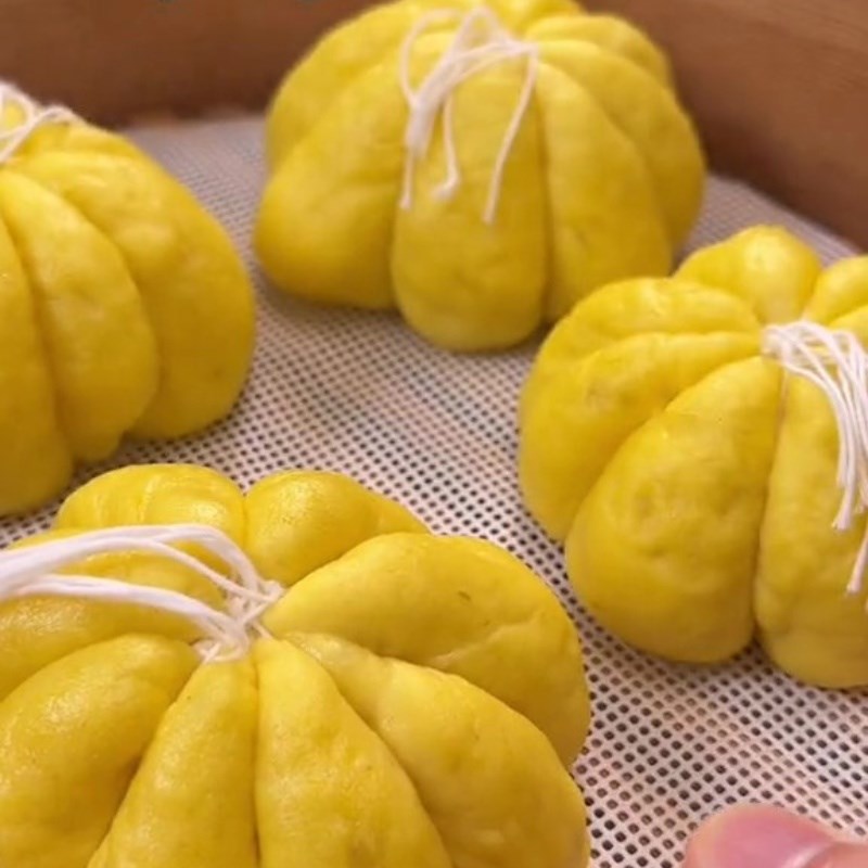 Bước 8 Hấp chín bánh Bánh bao bí đỏ nhân đậu xanh