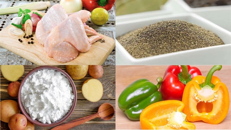 Nguyên liệu món ăn cánh gà chiên xá xị và chiên muối tiêu