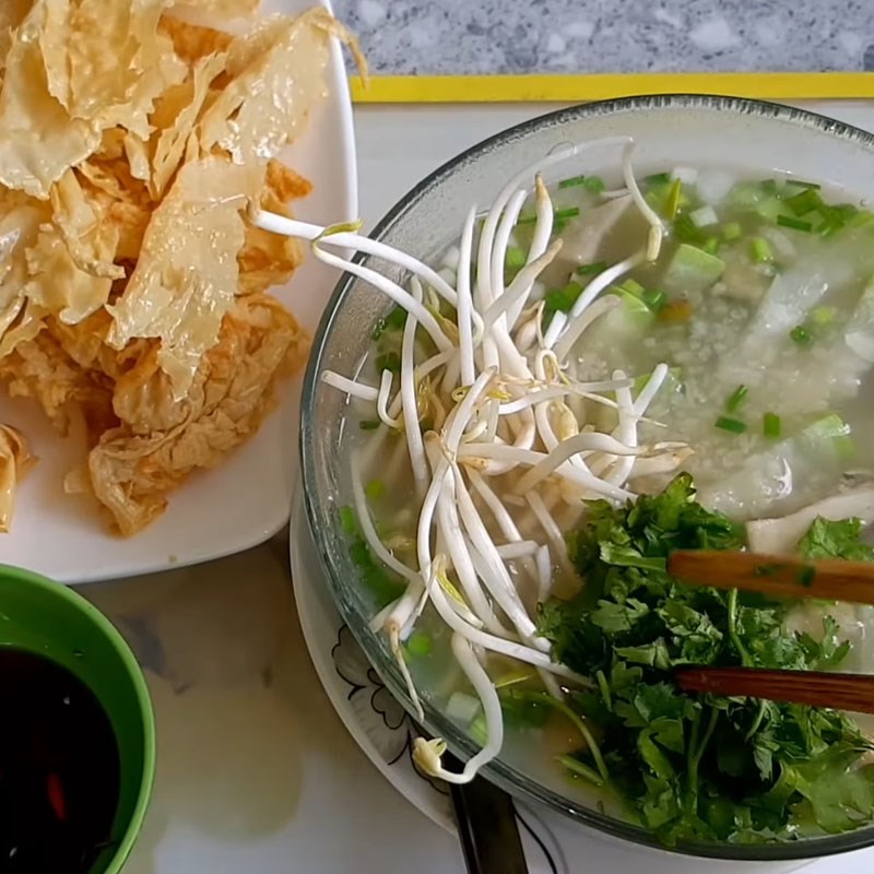 Bước 3 Hoàn thành cháo bầu Cháo đậu xanh chay bầu