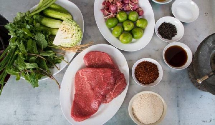Nguyên liệu món ăn gỏi bò nướng chua ngọt