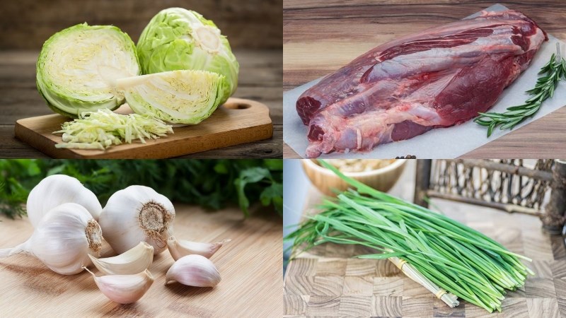 Nguyên liệu món ăn bắp cải xào thịt bò