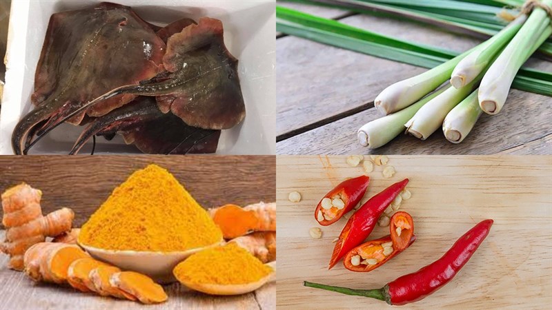 Nguyên liệu món ăn cá đuối kho nghệ