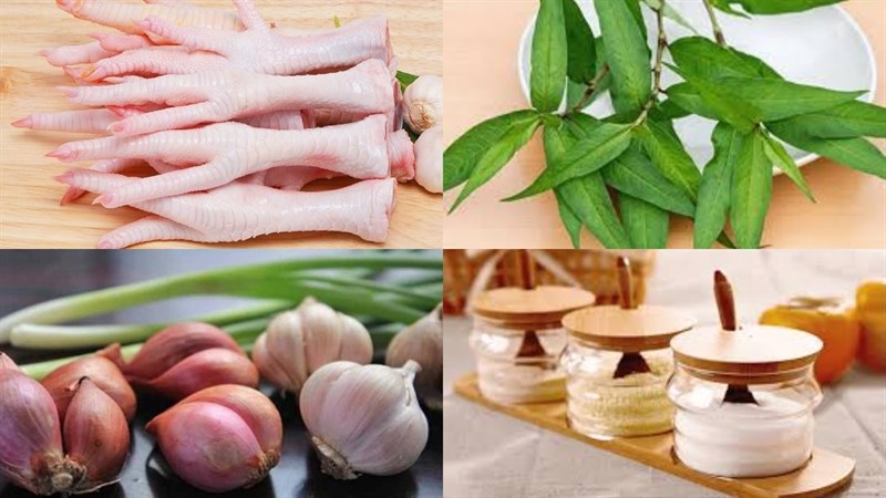 Nguyên liệu món ăn chân gà hấp rau răm